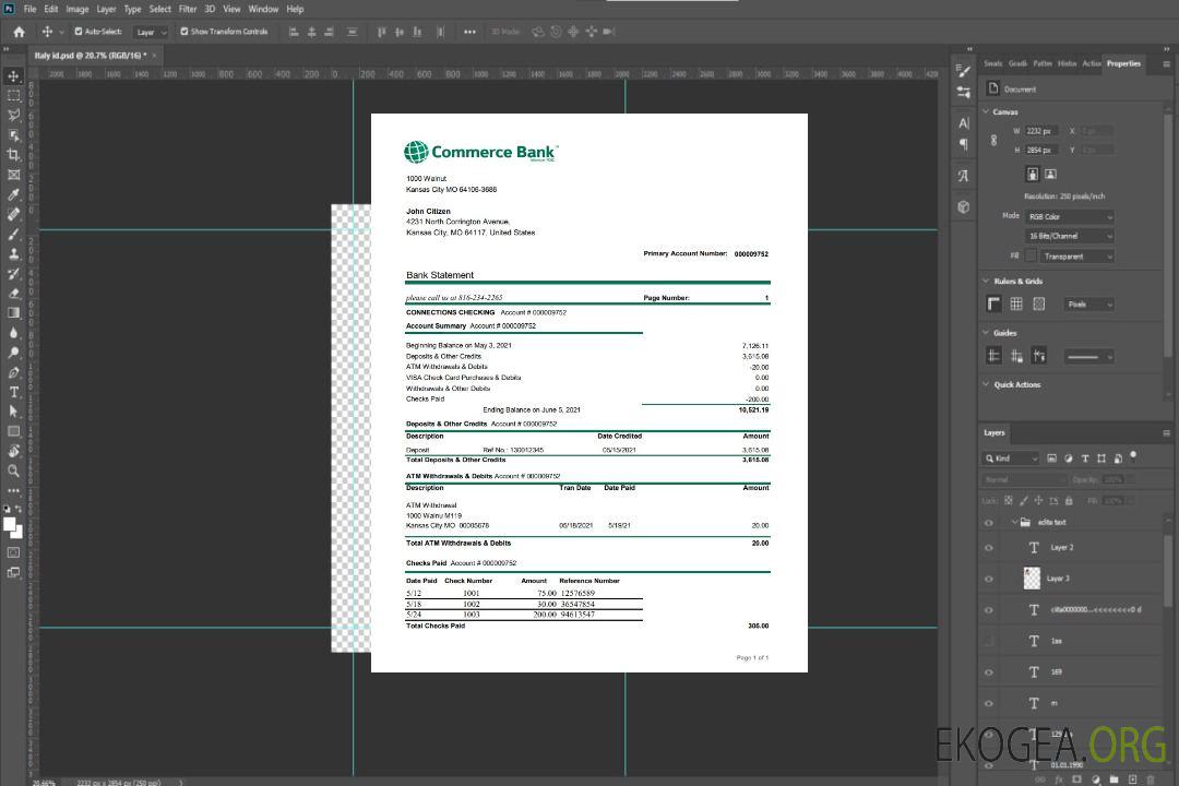 Banque de Commerce des États-Unis excel pdf template
